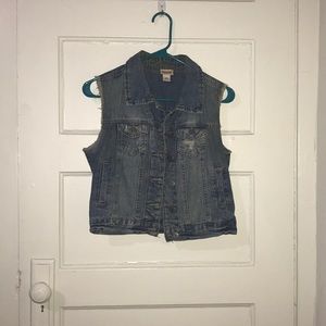 Mossimo Distressed Denim Vest Size S